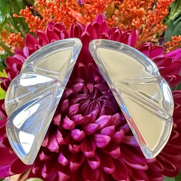 Silver tone half circle earrings - Picture 2 of 6